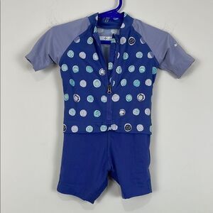 Columbia Unisex Baby 6-12 Mo Rashguard Swimsuit One Piece Blue Short Sleeve